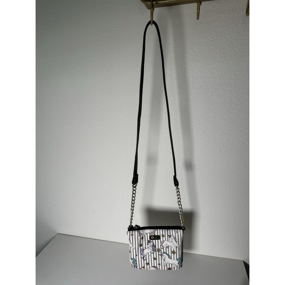 Luv Betsey Johnson Unicorn Crossbody Purse – Striped & Star Print Pastel Handbag - Picture 3 of 10